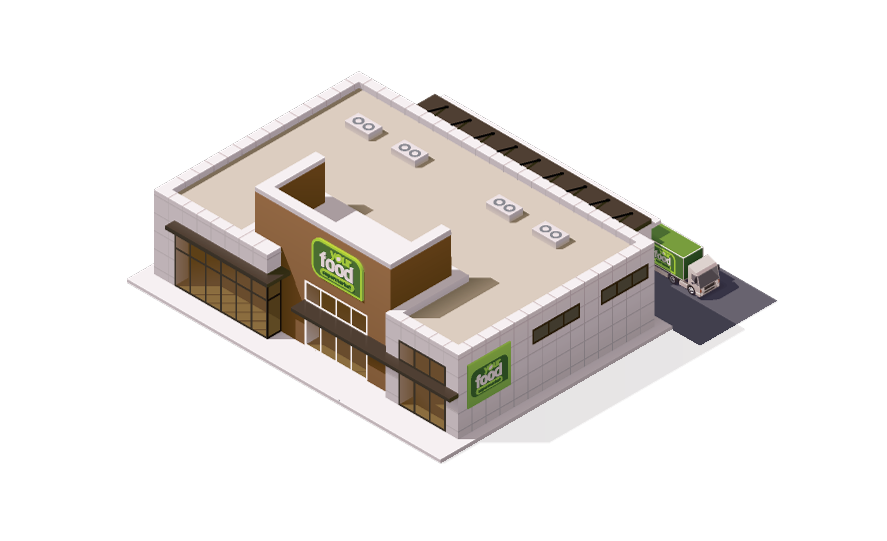Isometric illustration of a supermarket